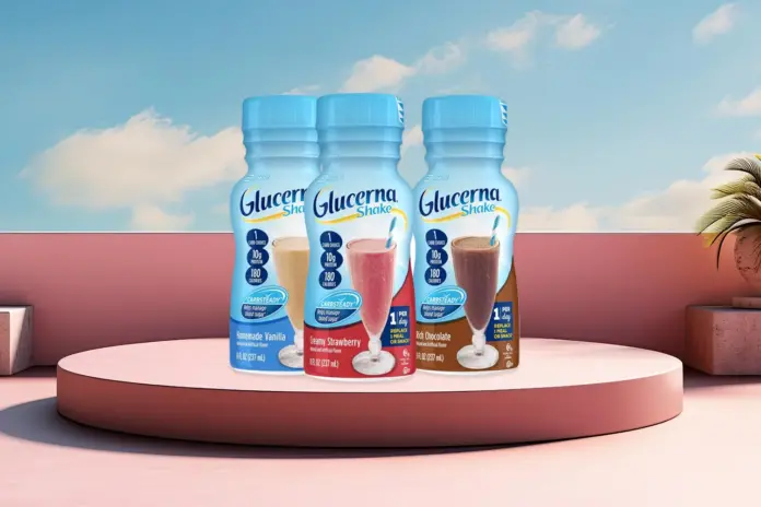 Glucerna Original Shake products on pink podium background