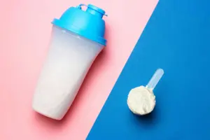 Shaker and scoop with protein