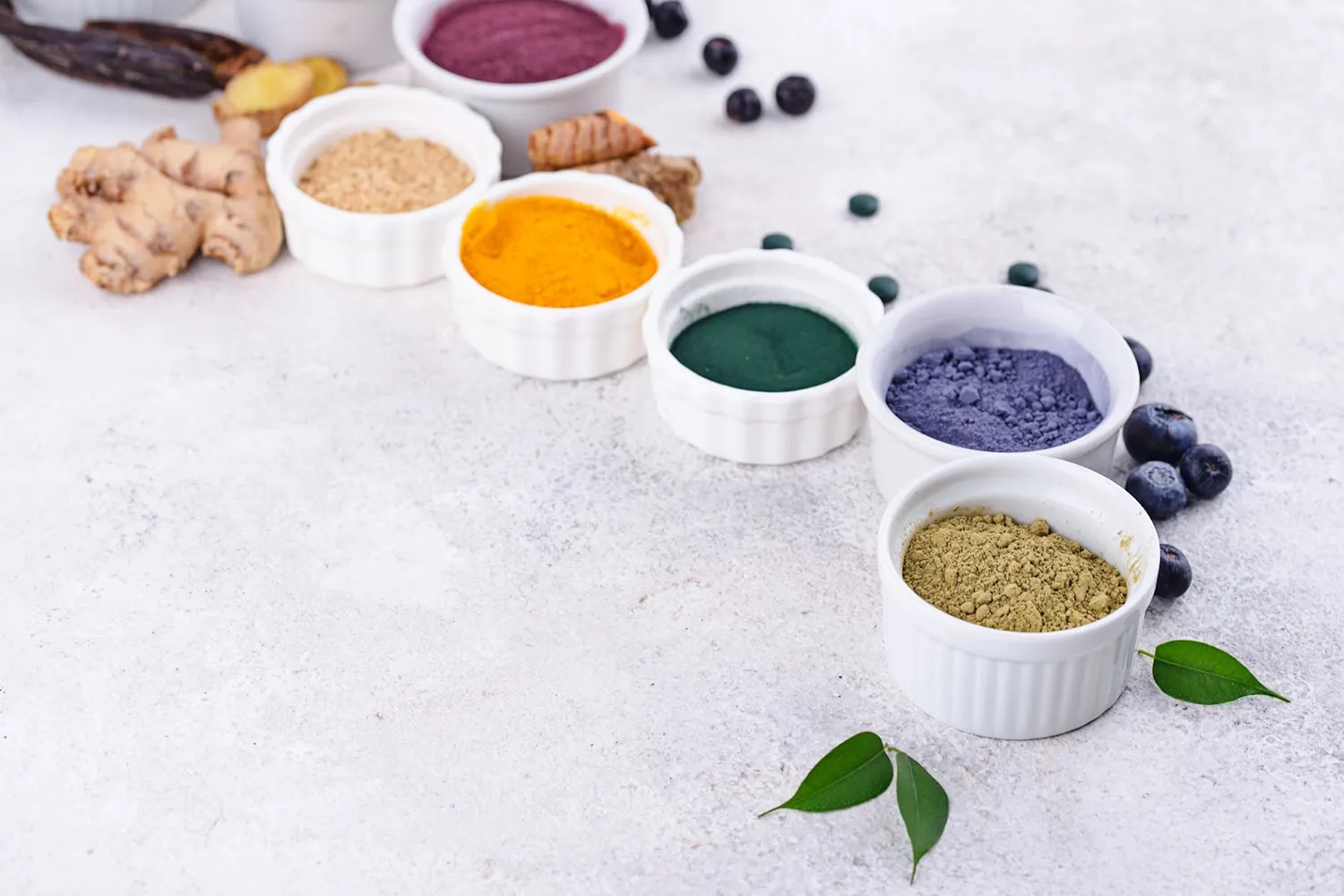 Various superfoods powders