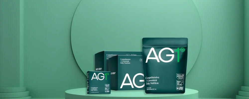 Products of AG1 on a green background