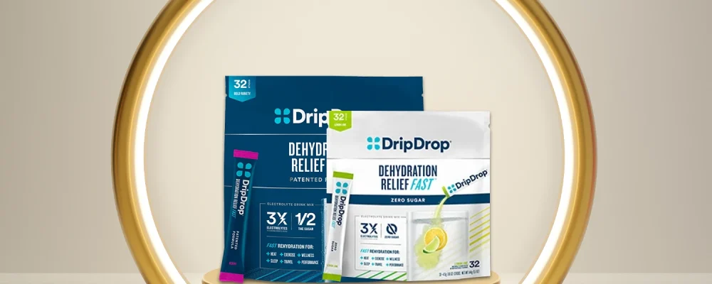 DripDrop Hydration Drink products on bright background