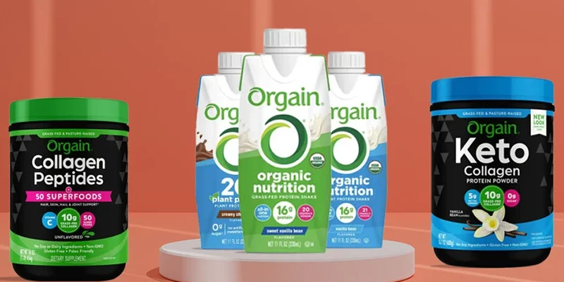 different type of orgain products in red background